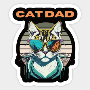 Cat Dad Black Cat Vintage Eighties Style Cat Retro Sticker